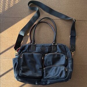 MZ Wallace Black Nylon Chelsea Tote Bag with Patent Leather Trim & Gold Hardware